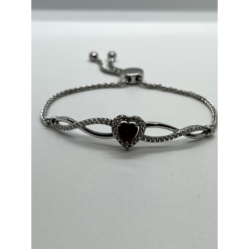 925 STERLING SILVER SPINEL & CZ HEART BRACELET