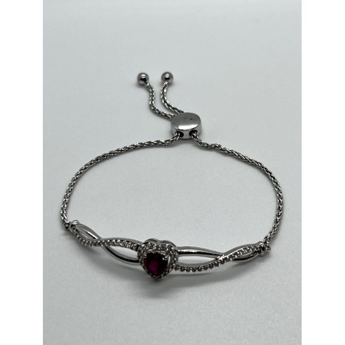 925 STERLING SILVER SPINEL & CZ HEART BRACELET