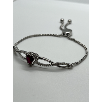 925 STERLING SILVER SPINEL & CZ HEART BRACELET