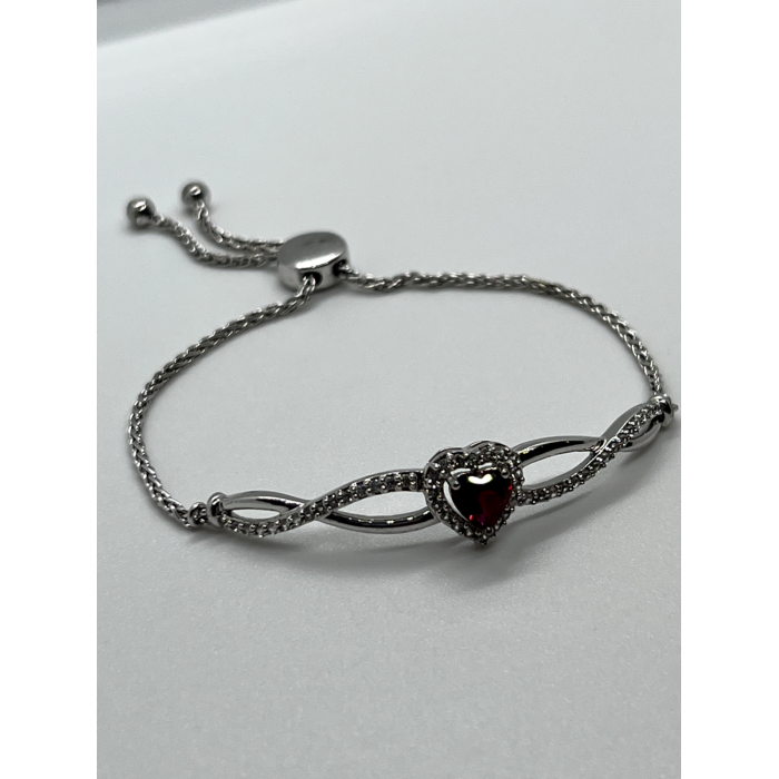 925 STERLING SILVER SPINEL & CZ HEART BRACELET