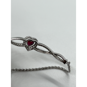 925 STERLING SILVER SPINEL & CZ HEART BRACELET