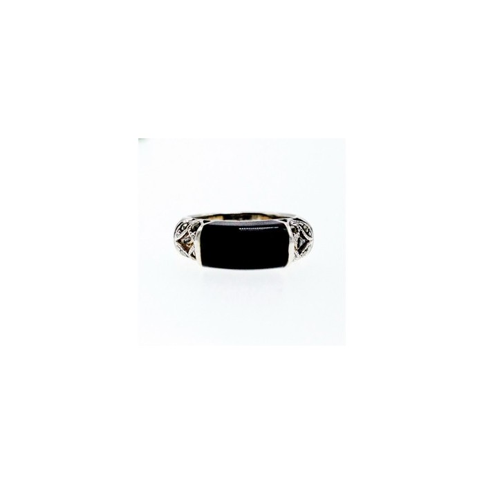 Vintage 925 Sterling Silver Onyx & Marcasites Ring Size 6.5