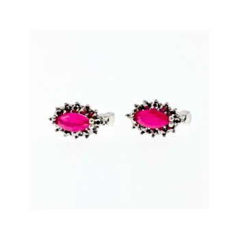 925 Sterling Silver Ruby & Marcasites Earrings