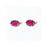 925 Sterling Silver Ruby & Marcasites Earrings
