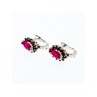 925 Sterling Silver Ruby & Marcasites Earrings