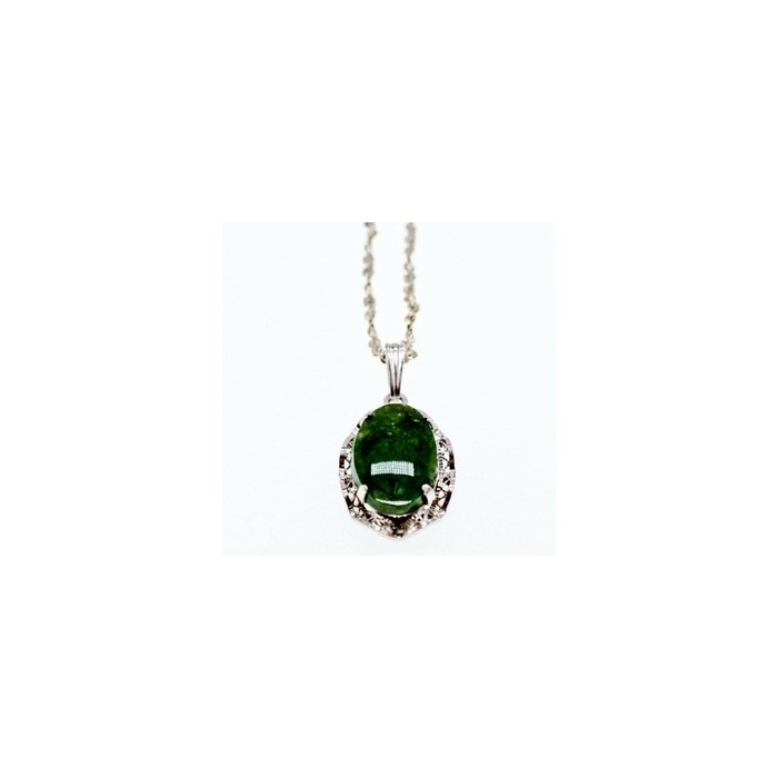 925 Sterling Silver Green Jade Chain with Pendant