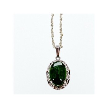 925 Sterling Silver Green Jade Chain with Pendant