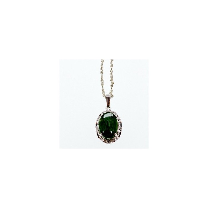 925 Sterling Silver Green Jade Chain with Pendant