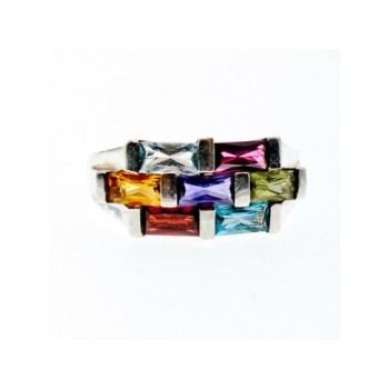 925 STERLING SILVER MULTI GEMSTONES RING SIZE 11