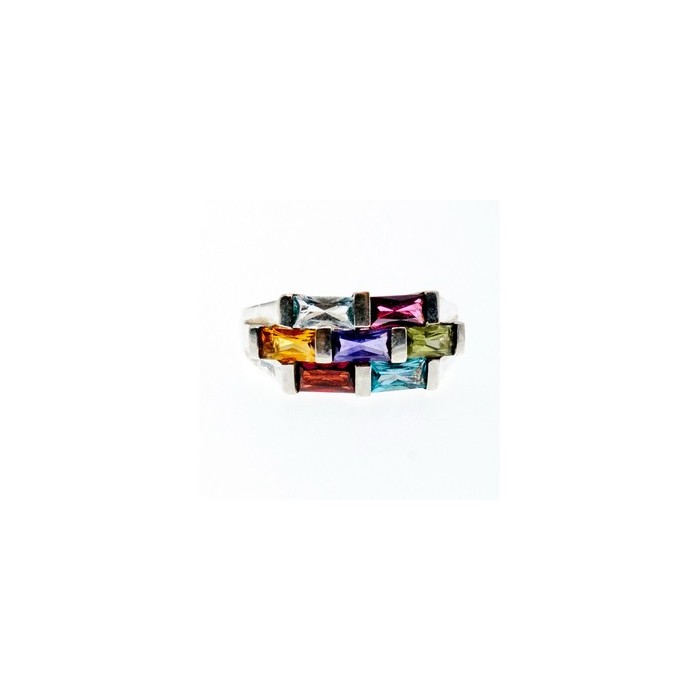 925 STERLING SILVER MULTI GEMSTONES RING SIZE 11