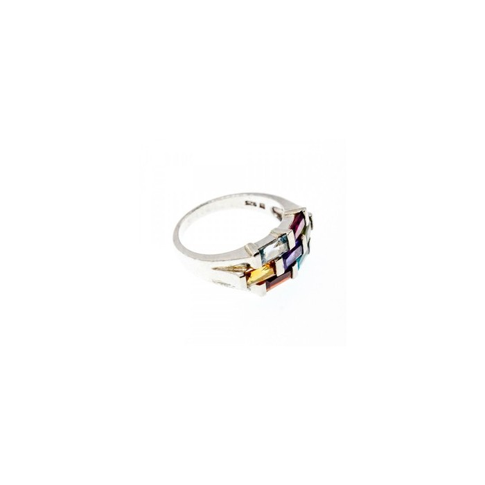 925 STERLING SILVER MULTI GEMSTONES RING SIZE 11