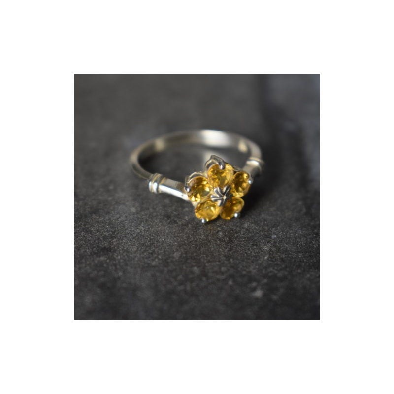 925 Sterling Silver Citrine Ring Size 8