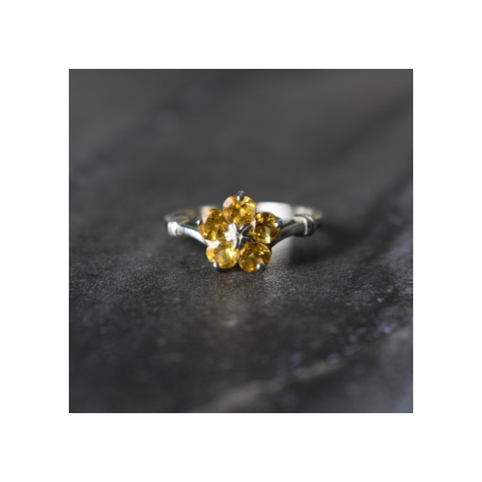 925 Sterling Silver Citrine Ring Size 8
