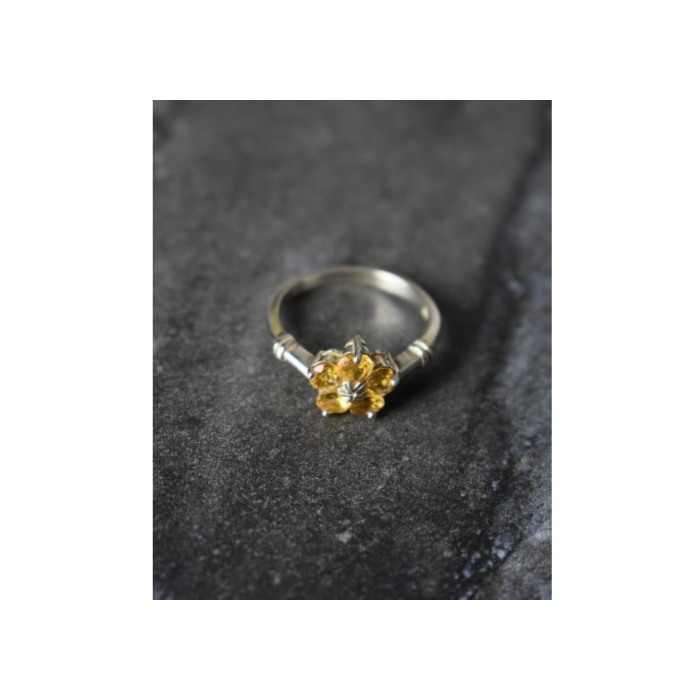 925 Sterling Silver Citrine Ring Size 8