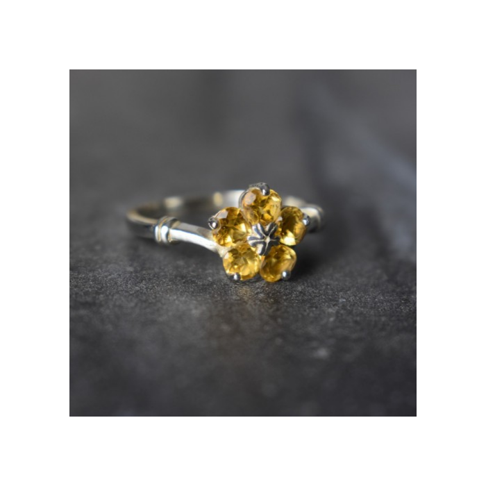 925 Sterling Silver Citrine Ring Size 8