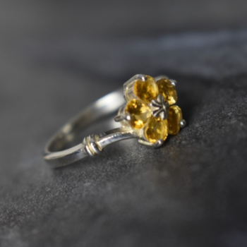 925 Sterling Silver Citrine Ring Size 8
