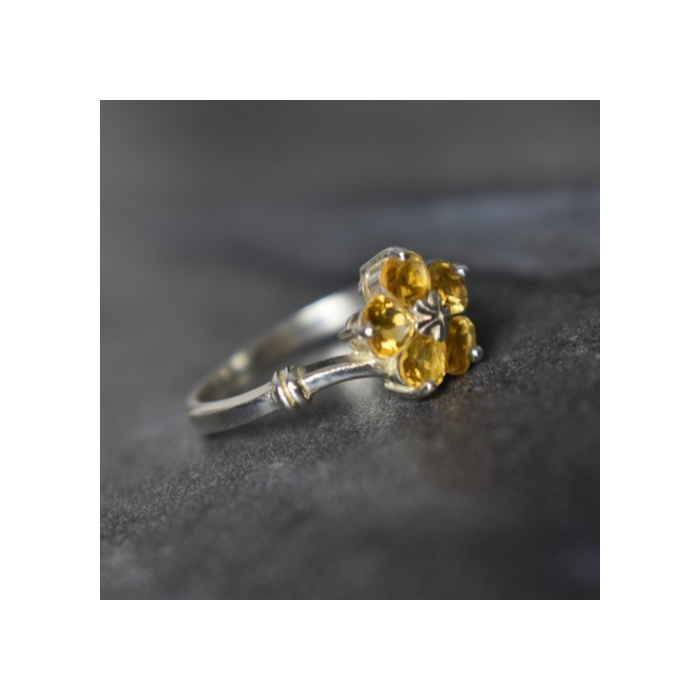 925 Sterling Silver Citrine Ring Size 8