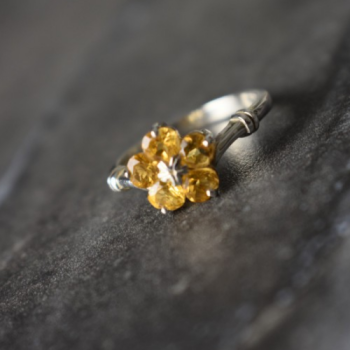925 Sterling Silver Citrine Ring Size 8