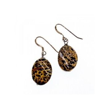 925 Sterling Silver Leopard Jasper Earrings