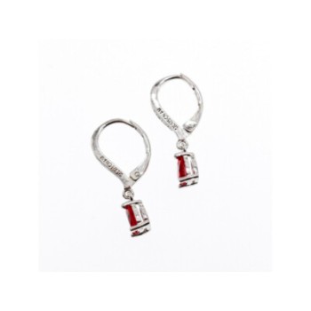 925 Sterling Silver Ruby & CZ Earrings