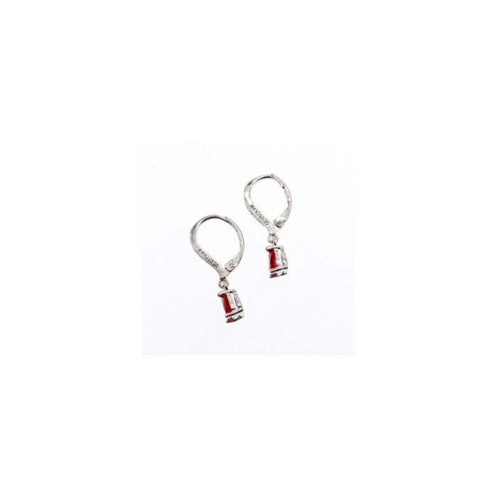 925 Sterling Silver Ruby & CZ Earrings