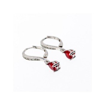 925 Sterling Silver Ruby & CZ Earrings