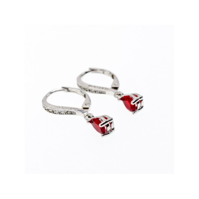 925 Sterling Silver Ruby & CZ Earrings