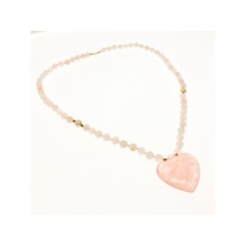 14K YELLOW GOLD ROSE QUARTZ 
