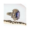 925 STERLING SILVER GOLD PLATED PURPLE SPINEL & CZ RING SIZE 6