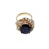 925 STERLING SILVER GOLD PLATED PURPLE SPINEL & CZ RING SIZE 6