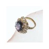 925 STERLING SILVER GOLD PLATED PURPLE SPINEL & CZ RING SIZE 6