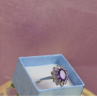 925 Sterling Silver Amethyst & Morganite Ring Size 8