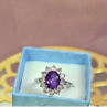 925 Sterling Silver Amethyst & Morganite Ring Size 8