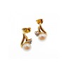 14K YELLOW GOLD PEARL & DIAMONDS EARRINGS