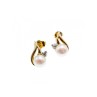 14K YELLOW GOLD PEARL & DIAMONDS EARRINGS