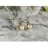 14K YELLOW GOLD PEARL & DIAMONDS EARRINGS