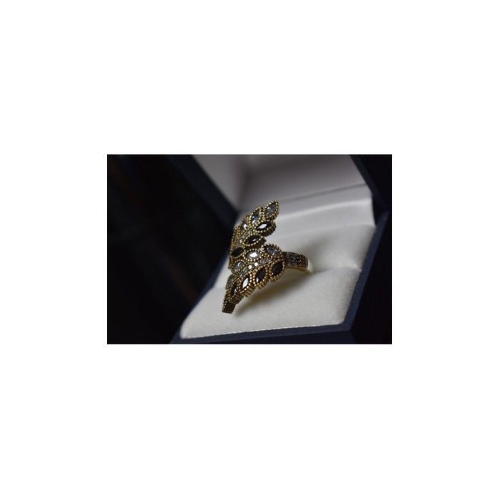 925 Sterling Silver Alpanite & CZ Ring Size 9