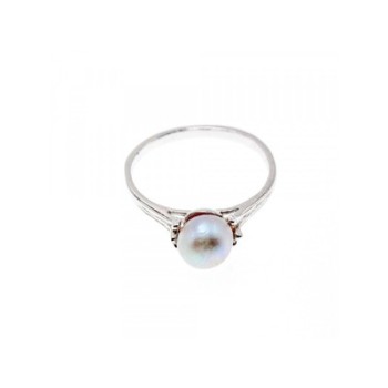 925 Sterling Silver Pearl Classic Ring Size 6.5