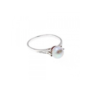 925 Sterling Silver Pearl Classic Ring Size 6.5