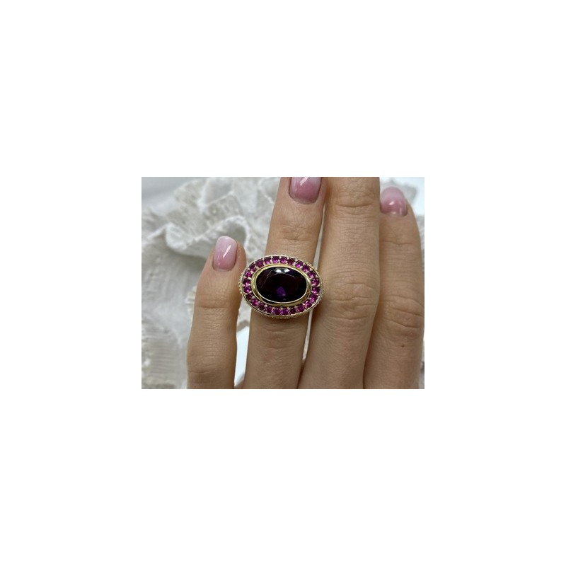 925 Sterling Silver Gold Plated CZ Ring Size 5.5