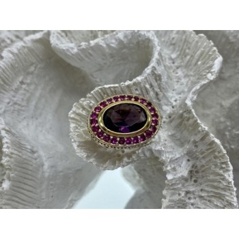 925 Sterling Silver Gold Plated CZ Ring Size 5.5