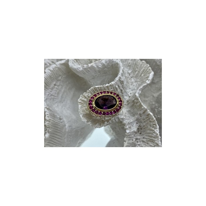 925 Sterling Silver Gold Plated CZ Ring Size 5.5