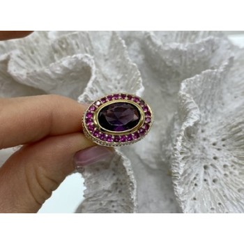 925 Sterling Silver Gold Plated CZ Ring Size 5.5