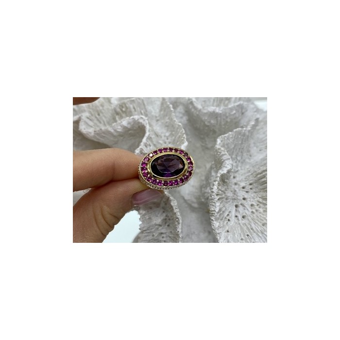 925 Sterling Silver Gold Plated CZ Ring Size 5.5