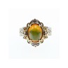 925 Sterling Silver Gold Plated Opal & Goshenite Ring Size 7