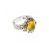 925 Sterling Silver Gold Plated Opal & Goshenite Ring Size 7