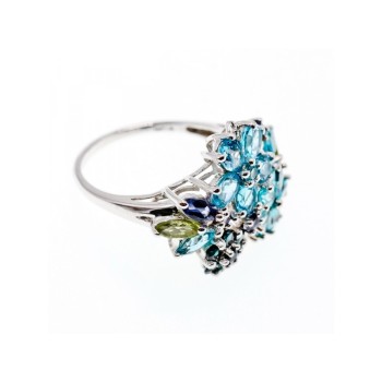 925 STERLING SILVER MULTI GEMSTONES RING SIZE 11