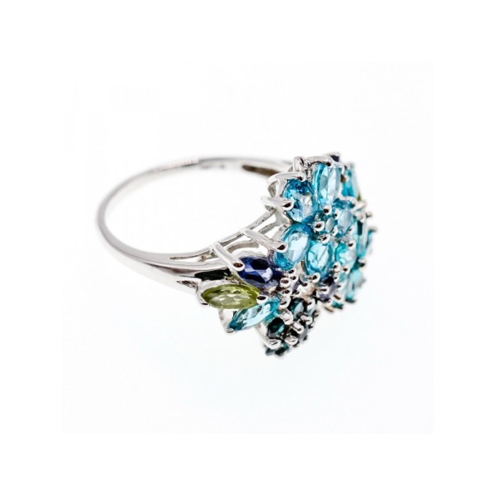 925 STERLING SILVER MULTI GEMSTONES RING SIZE 11