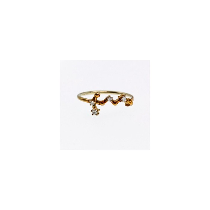 925 Sterling Silver Gold Plated Diamonds Ring Size 9