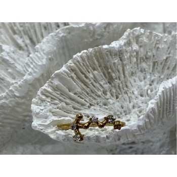 925 Sterling Silver Gold Plated Diamonds Ring Size 9